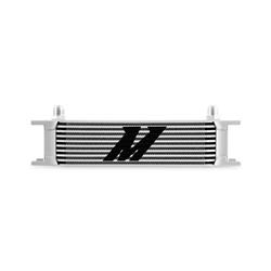 Oil Cooler, Universal, 10-Row, Plate, 3.80 in. Height, 12.95 in. Width, 1.97 in. Thick, -8AN Male Fittings, Aluminum, Silver Powdercoated, Each