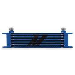 Oil Cooler, Universal, 10-Row, Plate, 3.80 in. Height, 12.95 in. Width, 1.97 in. Thick, -10AN Male Fittings, Aluminum, Blue Powdercoated, Each