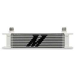 Oil Cooler, Universal, 10-Row, Plate, 3.80 in. Height, 12.95 in. Width, 1.97 in. Thick, -10AN Male Fittings, Aluminum, White Powdercoated, Each