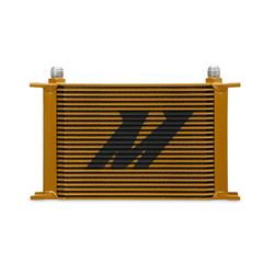 Engine Oil Cooler, 25-row, Aluminum, Gold Powdercoated, -10 AN Inlet/Outlet, Male Threads, Each