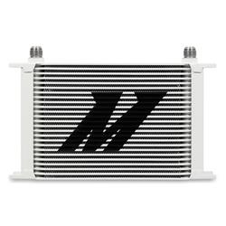 Oil Cooler, Universal, 25-Row, Plate, 8.35 in. Height, 12.95 in. Width, 1.97 in. Thick, -10AN Male Fittings, Aluminum, White Powdercoated, Each