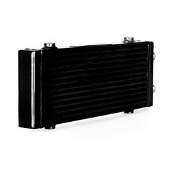 Oil Cooler, Universal Dual Pass, Plate, 6.30 in. Height, 17.00 in. Width, 1.57 in. Thick, -10AN Male Fittings, Aluminum, Black Powdercoated, Each