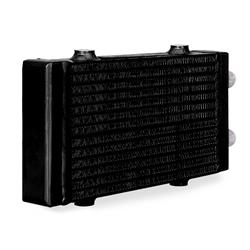 Oil Cooler, Universal Dual Pass, Plate, 6.30 in. Height, 12.50 in. Width, 1.57 in. Thick, -10AN Male Fittings, Aluminum, Black Powdercoated, Each