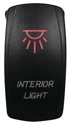 Electrical Switches, Laser-Etched, Interior Light, Rocker, Constant, Single Throw, Lighted Red, Each