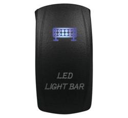 Electrical Switches, Laser-Etched, Light Bar, Rocker, Constant, Single Throw, Lighted Blue, Each