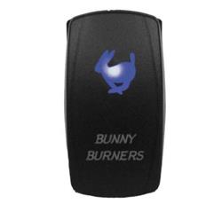 Electrical Switches, Laser-Etched, Bunny Burner, Rocker, Constant, Single Throw, Lighted Blue, Each