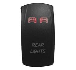 Electrical Switches, Laser-Etched, Rear Light, Rocker, Constant, Single Throw, Lighted Red, Each