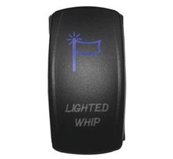 Electrical Switches, Laser-Etched, Light Whip, Rocker, Constant, Single Throw, Lighted Blue, Each