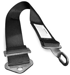 Racing Harness, 2 in. Adjustable Sub Belt, Latch, 1-point, Nylon, Black, 2 in. Belt Width, Bolt-in, Floor, Each