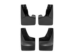 Mud Flaps, No-Drill, Thermoplastic, Black, Models with Power-retractable Assist Steps Only, Front and Rear, Chevrolet, Set of 4