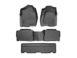 Floor Mats, FloorLiners, Front/Second/Third Seat, Thermoplastic, Black, Cadillac, Chevrolet, GMC, Set