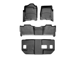 Floor Mats, FloorLiners, Front/Second/Third Seat, Thermoplastic, Black, Chevrolet, GMC, Set