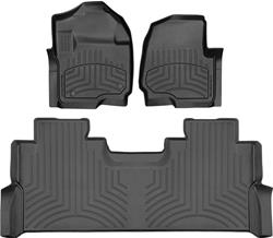 Floor Mats, FloorLiner HP, Front/Second Seat, Thermoplastic, Black, With Carpet, Bucket Seats, and Fold Flat Rear Storage, Ford, Super Duty, Set