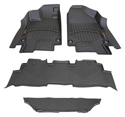 Floor Mats, Floor Liners, Front/Second/Third Seat, Thermoplastic, Black, for use on Honda®, Set