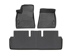 Floor Mats, FloorLiner, Front/Second Seat, Thermoplastic, Black, Tesla, Model 3, Set