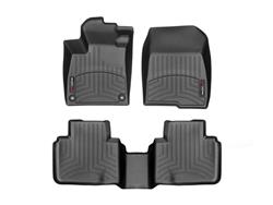Floor Mat, Automotive, All-Weather, Front/Second Seat, Thermoplastic, Black, for use on Honda®, Set