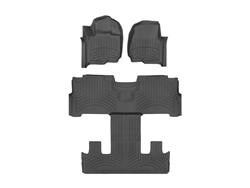 Floor Mats, WeatherTech FloorLiner HP, Front/Second/Third Seat, Thermoplastic, Black, Ford, Lincoln, Set