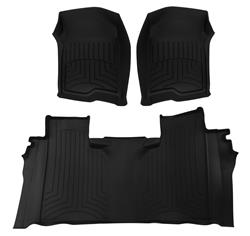 Floor Mats, FloorLiner HP, Front/Second Seat, Thermoplastic, Black, With Carpet, Bucket Seats, and Rear Storage, Chevrolet, GMC, Set
