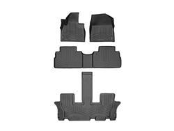 Floor Mats, FloorLiners, Front/Second/Third Seat, Thermoplastic, Black, for Kia, Set