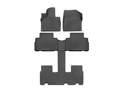 Floor Mats, WeatherTech FloorLiner HP, Front/Second/Third Seat, Thermoplastic, Black, Hyundai, Set