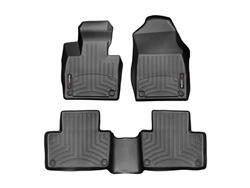 Floor Mats, FloorLiner, First/Second Row, Models without 2nd Row USB Ports, Thermoplastic, Black, use on Honda®, Civic, Set