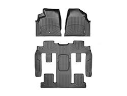 Floor Mats, FloorLiners, Front/Second/Third Seat, Thermoplastic, Black, Buick, Chevy, GMC, Set