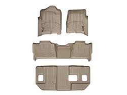 Floor Mats, FloorLiners, Front/Second/Third Seat, Thermoplastic, Tan, Chevrolet, GMC, Set