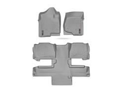 Floor Liner, Front/Second/Third Seat, Thermoplastic, Gray, Chevy, GMC, Set