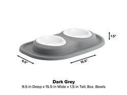 Double Low Pet Feeding System Plastic Dark Gray 8oz
