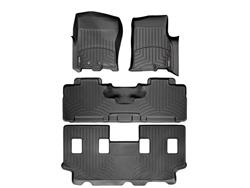 Floor Mats, Floor Liners, Front/Second/Third Seat, Thermoplastic, Black, Ford, Lincoln, Set