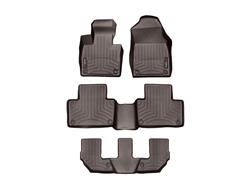 Floor Mats, FloorLiner, Front/Second/Third Row, Models with 6 Passenger Seating, Thermoplastic, Cocoa, Ford, Set