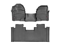 Floor Mats, Floor Liners, Front/Second Seat, Over The Hump. Thermoplastic, Black, Ford, Set