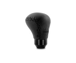 Shift Knob, Anatomico, Short, Standard Style, Leather, Black, MOMO Logo, Manual, Each