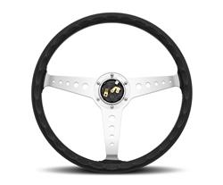 Steering Wheel, Heritage California, Leather, Black, Aluminum, Brushed, Each