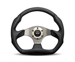 Steering Wheel, Racing Eagle, 3-spoke, Black Leather Grip, Anthracite Aluminum Spokes, 13.780 in. Diameter, Each