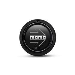 Horn Button, Large, Plastic, Black, Chrome Logo, Each