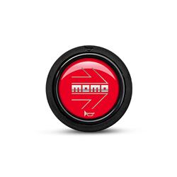 Horn Button, Small, Plastic, Red, Chrome Logo, Each