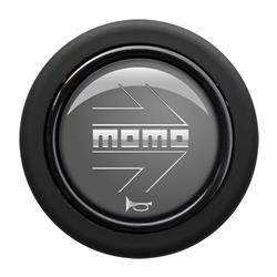 Horn Button, Large, Plastic, Gray, Chrome Logo, Round Lip, Each