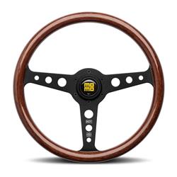 Steering Wheel, Heritage Indy, 3-spoke, Mahogany Grip, Black Anodized Aluminum Spokes, 13.780 in. Diameter, Each