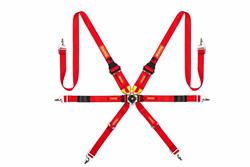 Harness, SR-6 Camlock, Complete, 6-point, Pull Down, Clip in/Floor Mount, Red, 3 in. to 2 in. Belt Transition, Each