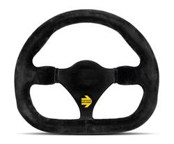 Steering Wheel, MOD 27, 3-spoke, Black Suede Grip, Black Anodized Aluminum Spokes, 10.630 in. Diameter, Each