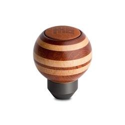 Heritage Shift Knob - Targa, Round Wood, Layered Mahagony and Beechwood, Leather Insert Top