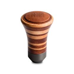 Heritage Shift Knob - Trofeo, Tall Wood, Layered Mahagony and Beechwood, Leather Insert Top