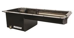 Oil Pan, Street/Strip, LS Swap, Block Hugger Headers, Wet Sump, Rear Sump, 6 in. Depth, 5 qt. Capacity, Steel, Black Powdercoated, Each