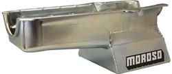 Oil Pan, Rear Sump, 7 qts. Capacity, Steel, Clear Zinc Finish, Windage Tray, Chevy, GMC, Pontiac, Small Block