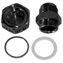 Fitting, Vented, Positive Seal, -12 AN, O-Ring Seal, Black Anodized Aluminum, Each