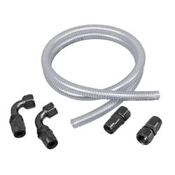 Vacuum Pump Line Kit, Steel/Rubber, Silver Finish, -12 AN Female Ends, 180 Degree Molded, Kit