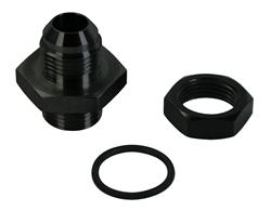 Fitting, Bulkhead Union, Straight, -10 AN Male to -10 AN Male O-Ring, Aluminum, Black Anodized, Each