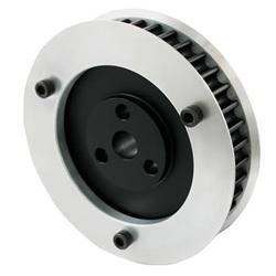 Pulley, Vacuum Pump, Radius Tooth, 40 Tooth, Billet Aluminum, Black Anodized, 3-Hole Design, Each