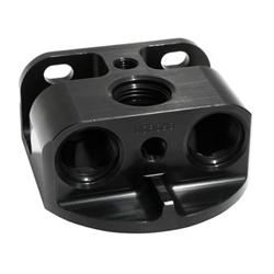 Oil Filter Mount, Single Filter, -12 AN Inlet/Outlet, 13/16 in.-16 Thread Filter, Aluminum, Black, Each